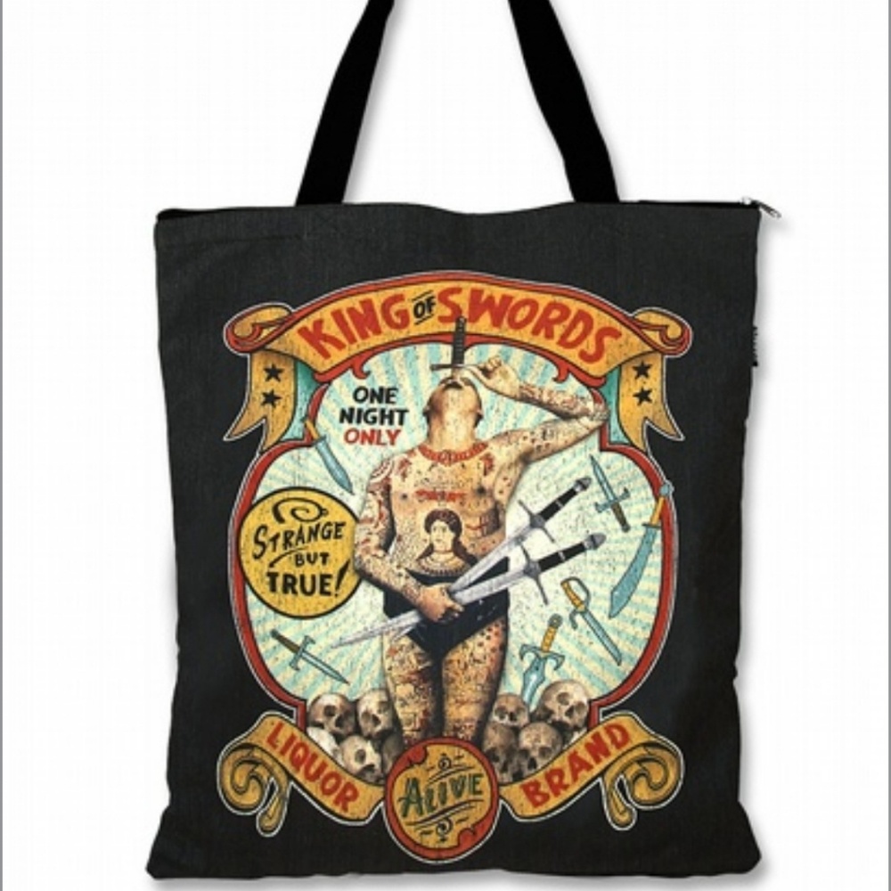 Liquor Brand King of Swords tote bag tattoo gothic